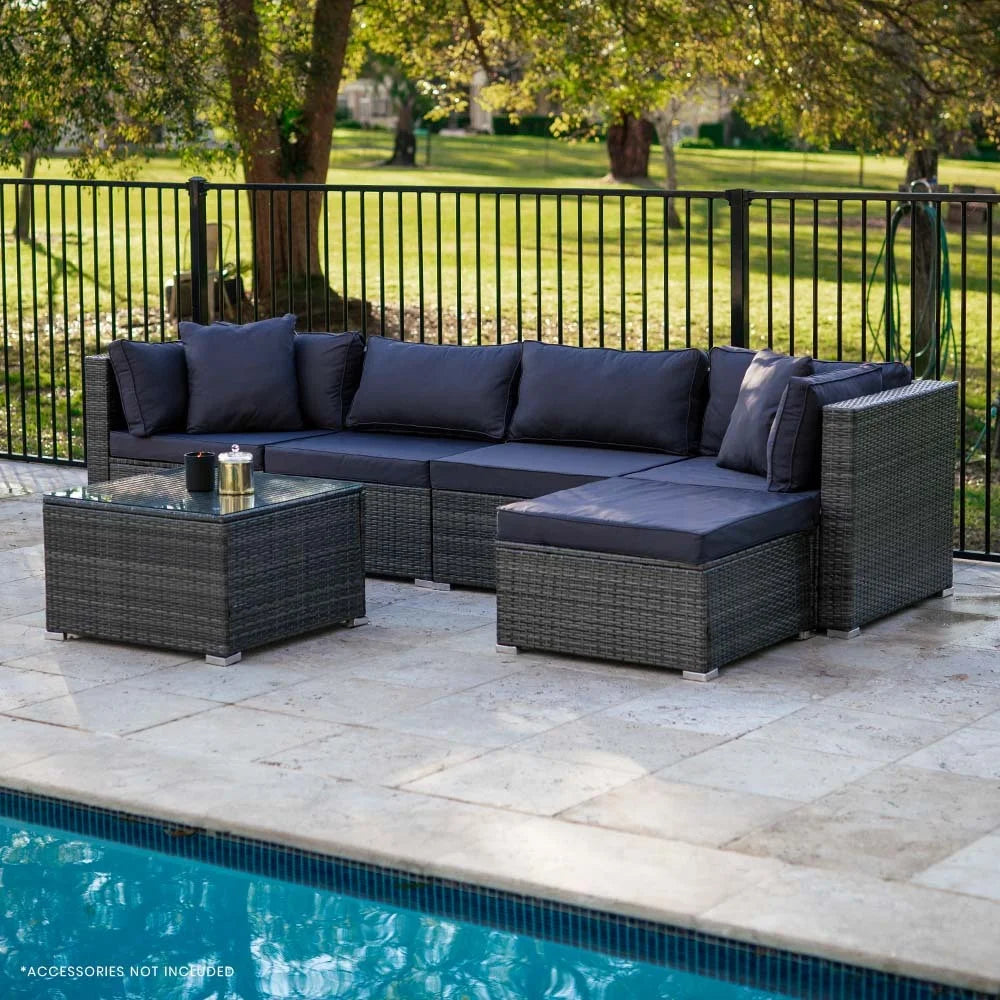 LONDON RATTAN 5 Seater Modular Outdoor Lounge Setting