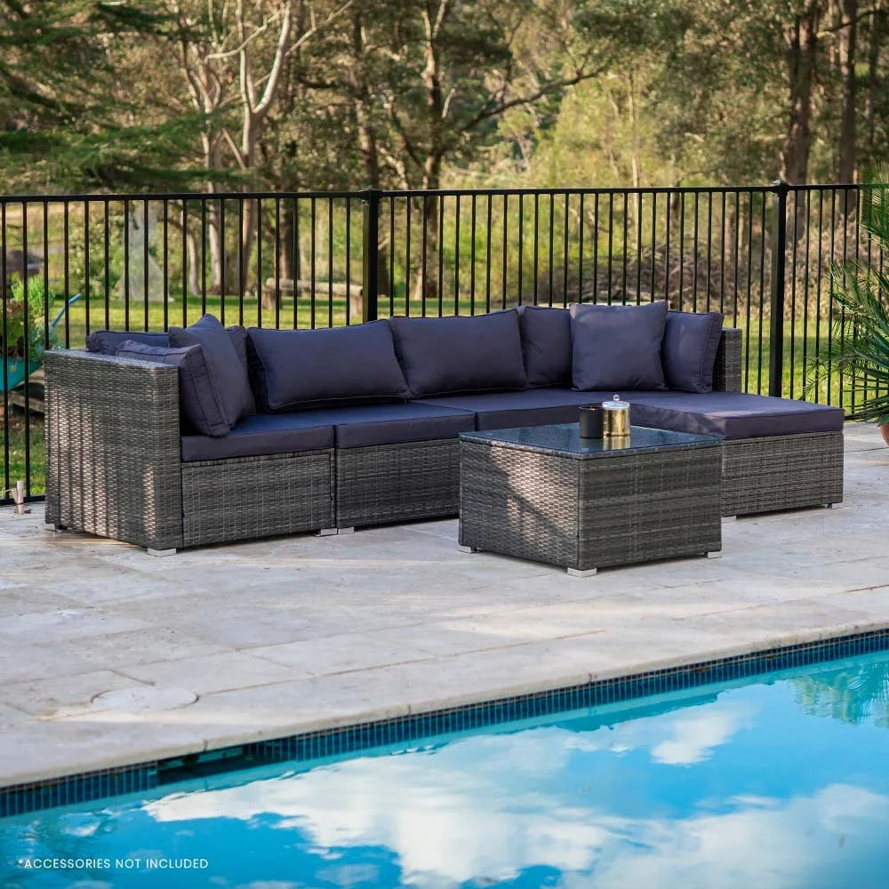 LONDON RATTAN 5 Seater Modular Outdoor Lounge Setting