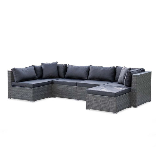 LONDON RATTAN 6 Seater Modular Outdoor Lounge Setting