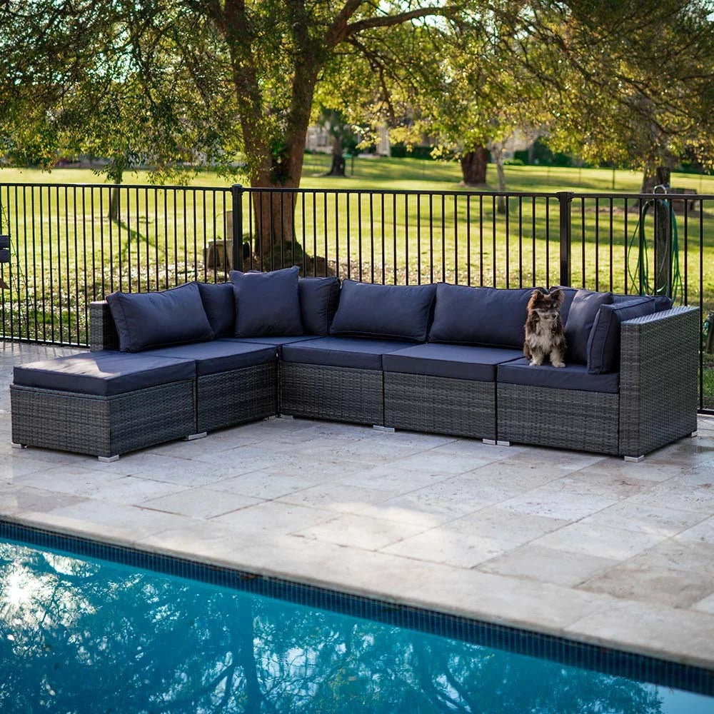 LONDON RATTAN 6 Seater Modular Outdoor Lounge Setting