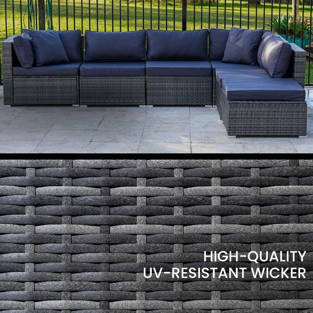 LONDON RATTAN 6 Seater Modular Outdoor Lounge Setting