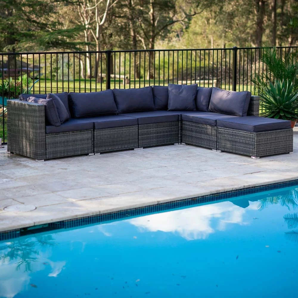 LONDON RATTAN 6 Seater Modular Outdoor Lounge Setting