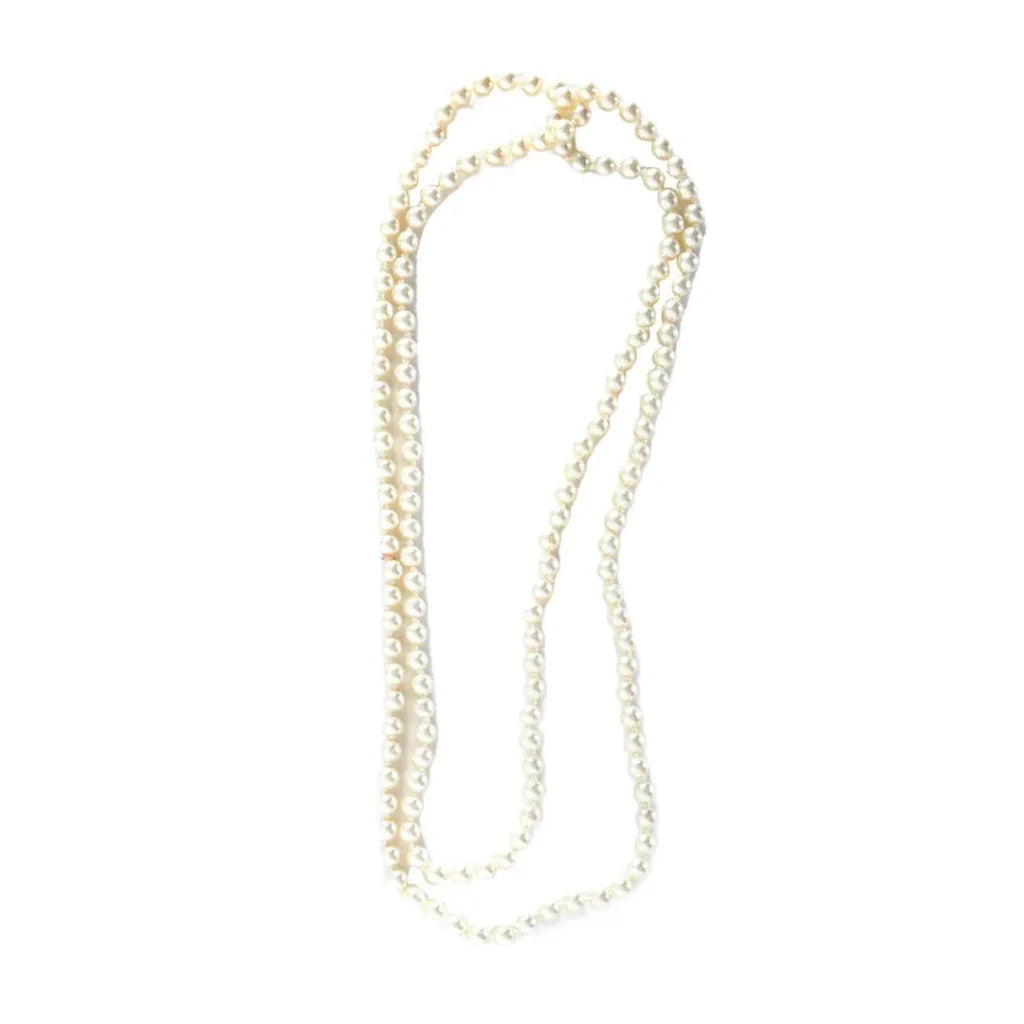 Long Faux Pearl Necklace – 1920s Flapper Costume Accessory