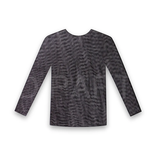 Long Sleeve STRETCH MESH TOP Round Neckline Blouse Shirt