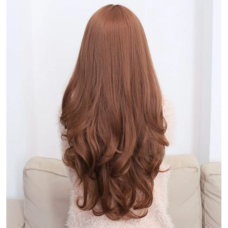 Long Wavy Curly Full Hair Wigs w Side Bangs Cosplay Costume