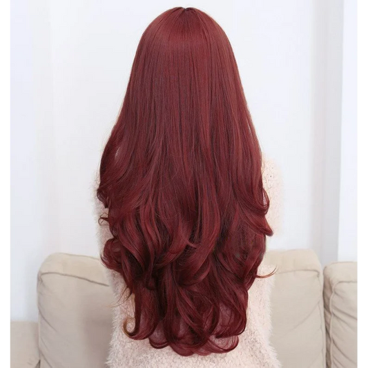 Long Wavy Curly Full Hair Wigs w Side Bangs Cosplay Costume