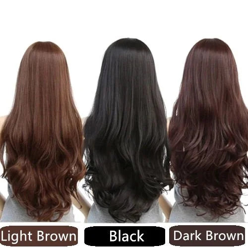 Long Wavy Curly Full Hair Wigs w Side Bangs Cosplay Costume
