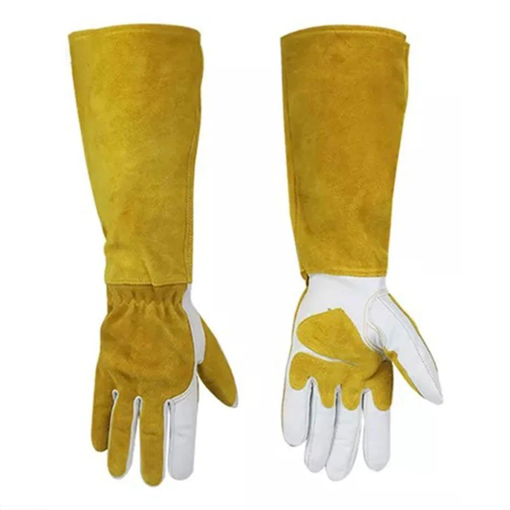 Long Welding Gloves Heat Resistant Leather Gloves for Grill