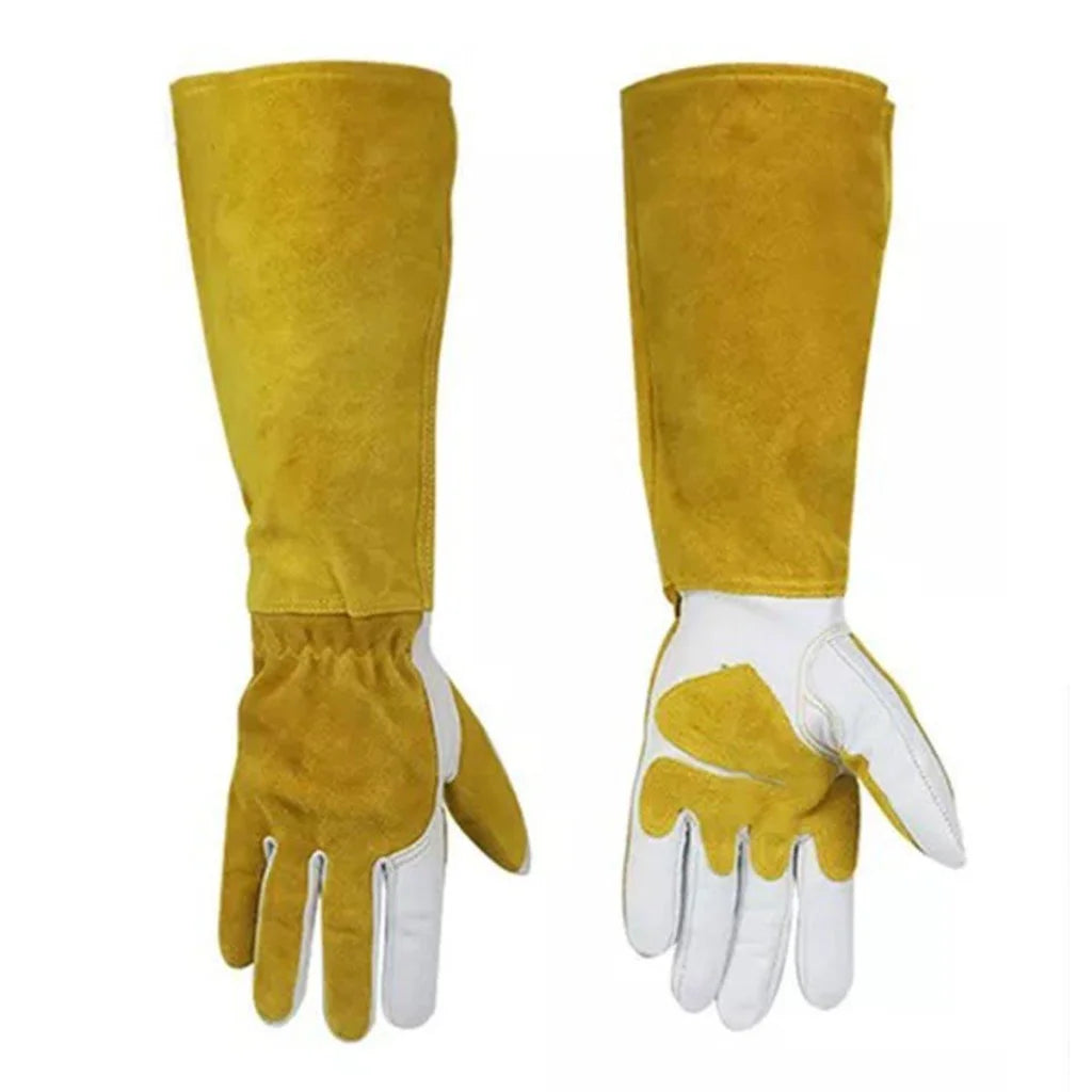 Long Welding Gloves Heat Resistant Leather Gloves for Grill