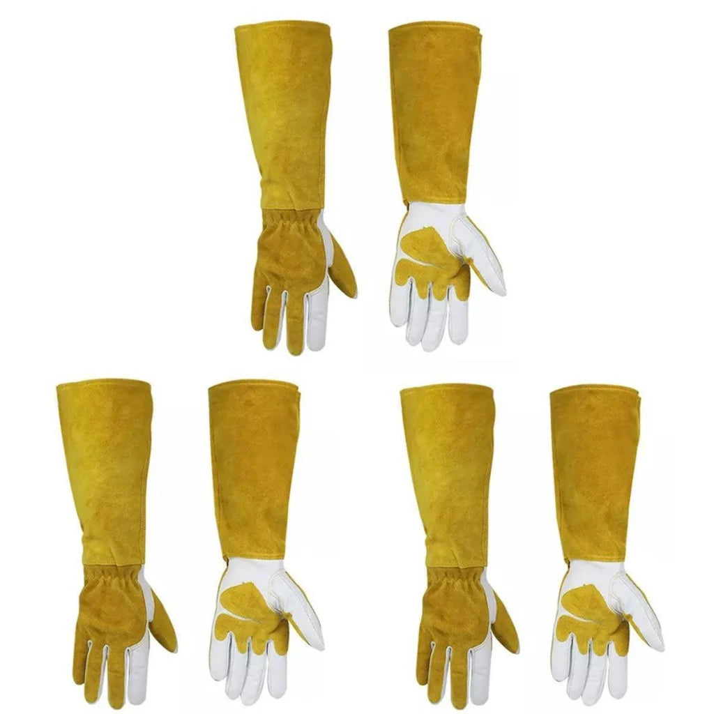 Long Welding Gloves Heat Resistant Leather Gloves for Grill