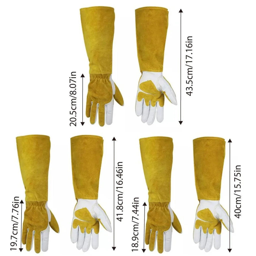 Long Welding Gloves Heat Resistant Leather Gloves for Grill