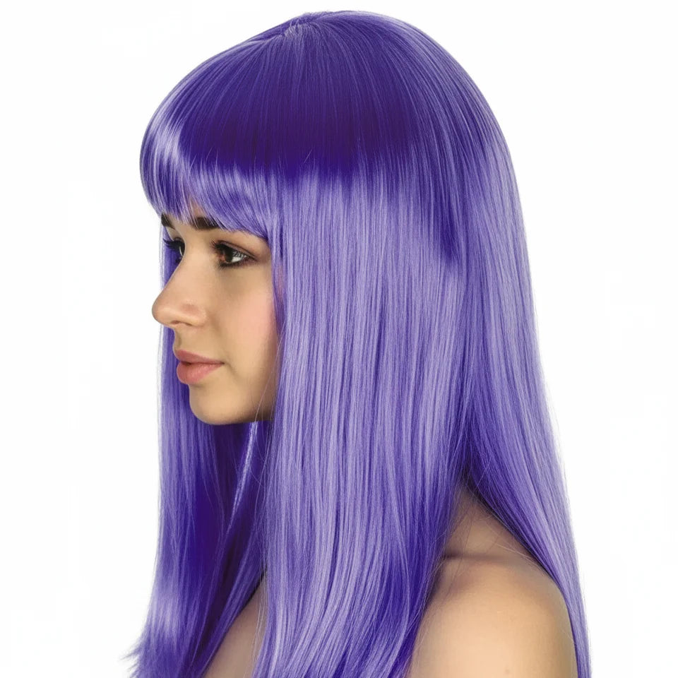 LONG WIG Straight Party Hair Costume Fringe Cosplay Fancy