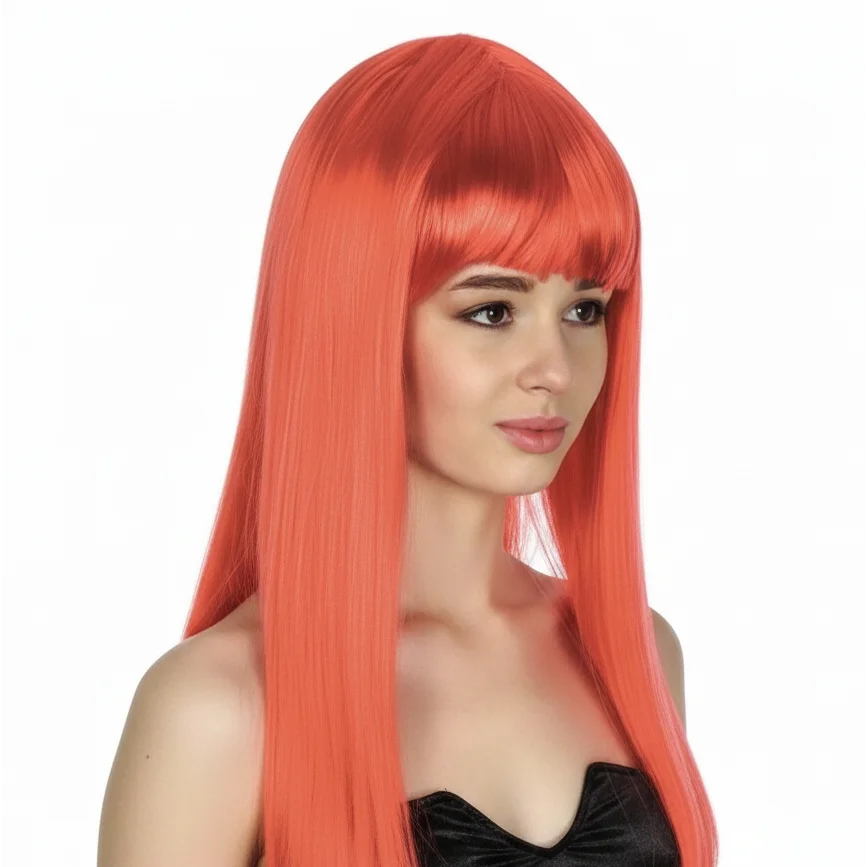 LONG WIG Straight Party Hair Costume Fringe Cosplay Fancy