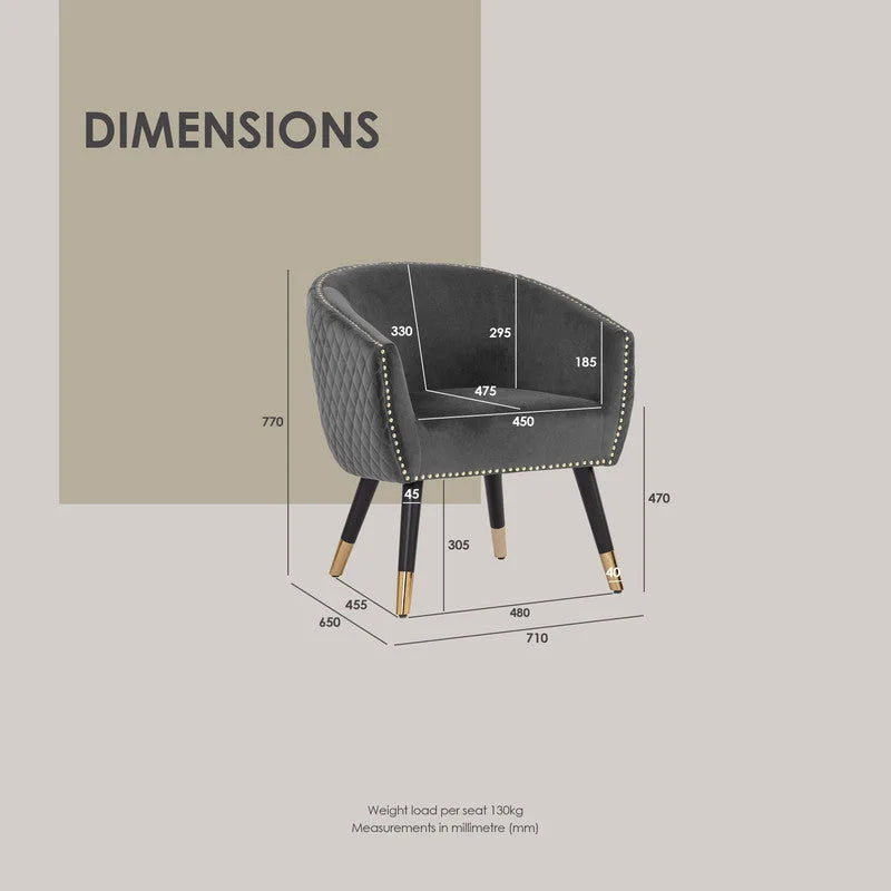 Lounge Chair Tub Chair Accent Armchair Deniz - Grey