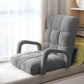 Lounge Cushion Premium Foldable Adjustable Floor Lazy Recliner Chair with Armrest - Grey