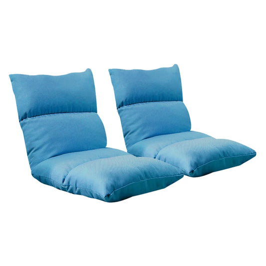 Lounge Floor Recliner Set of 2 Premium Adjustable Lazy Sofa Bed Folding Game Chair - Blue