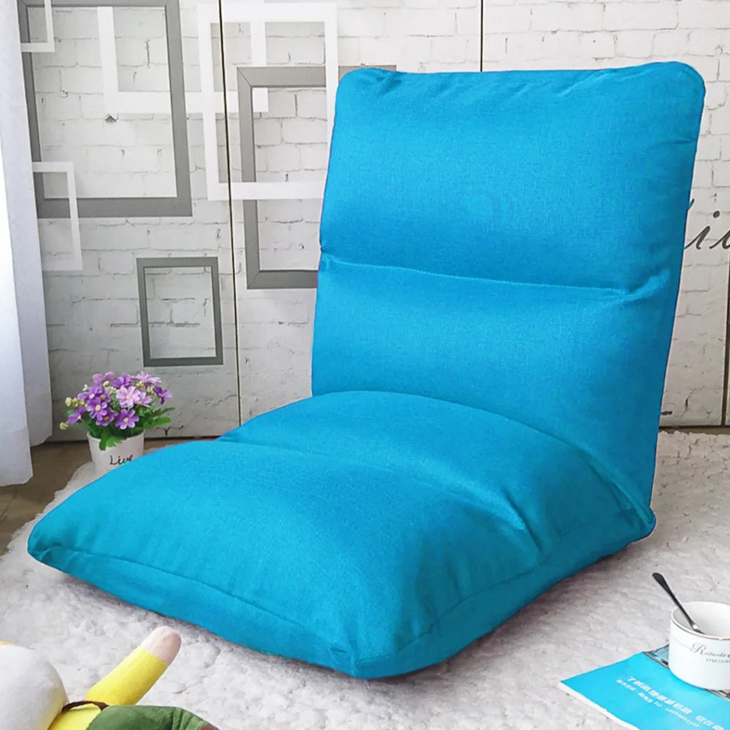 Lounge Floor Recliner Set of 4 Premium Adjustable Lazy Sofa Bed Folding Game Chair - Blue