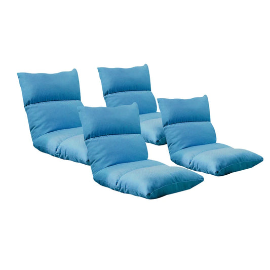 Lounge Floor Recliner Set of 4 Premium Adjustable Lazy Sofa Bed Folding Game Chair - Blue