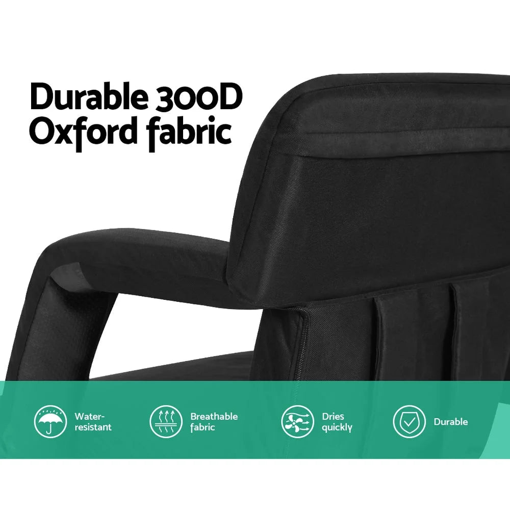 Lounge sofa bed with component details and storage context