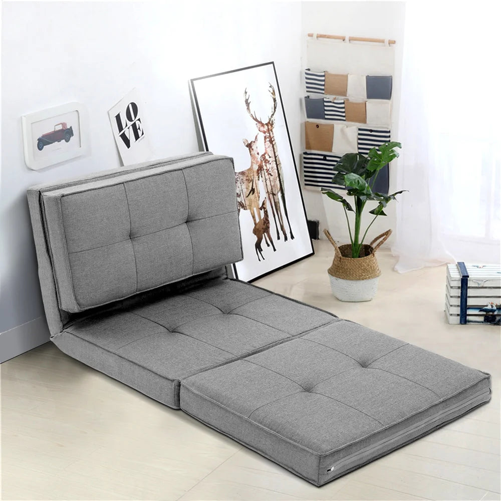 Lounge Sofa Floor Couch Chaise Chair Recliner Futon Linen