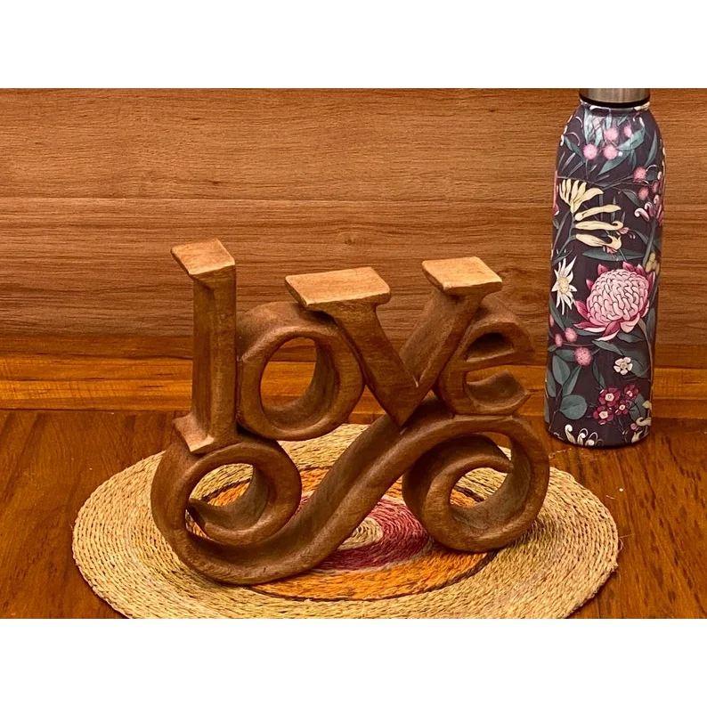 LOVE Words Wooden Carved Decoration - 27cm Long - Home &
