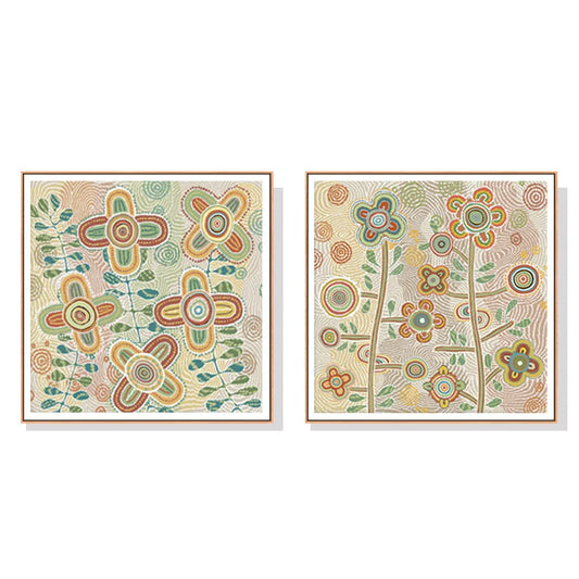 Lovely Pattern II Wall Art Canvas 40cmx40cm 2 Sets Wood