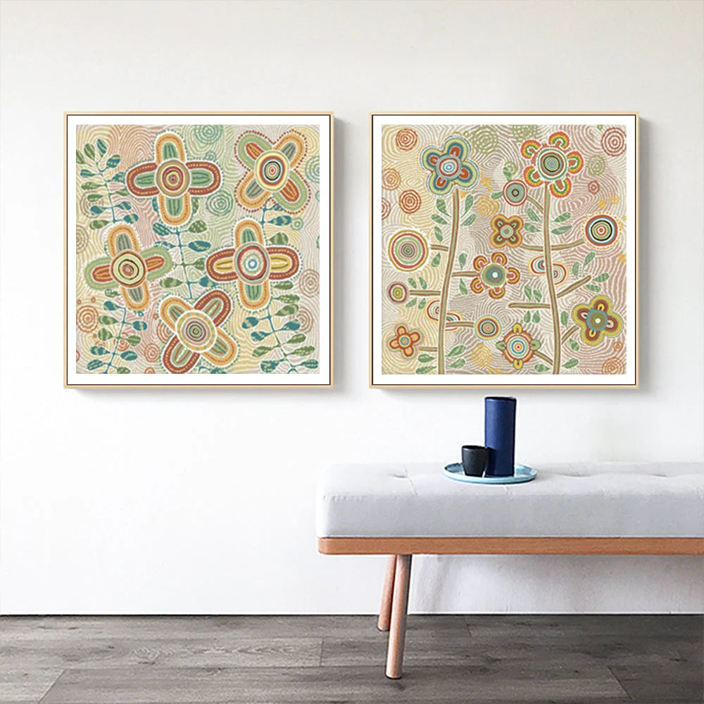 Lovely Pattern II Wall Art Canvas 40cmx40cm 2 Sets Wood