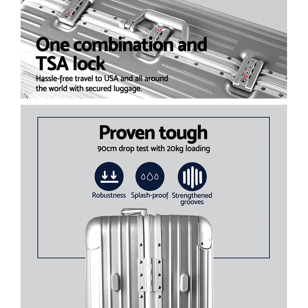 Silver aluminum storage trolley with drawer storage and towel rail