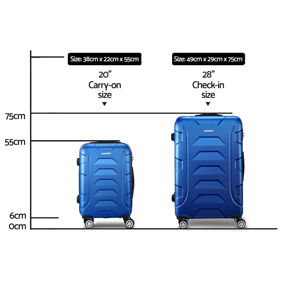Luggage Travel Suitcase Set 2PC Trolley TSA Lock Bonus