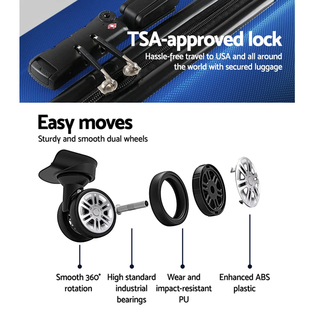 Luggage Travel Suitcase Set 2PC Trolley TSA Lock Bonus