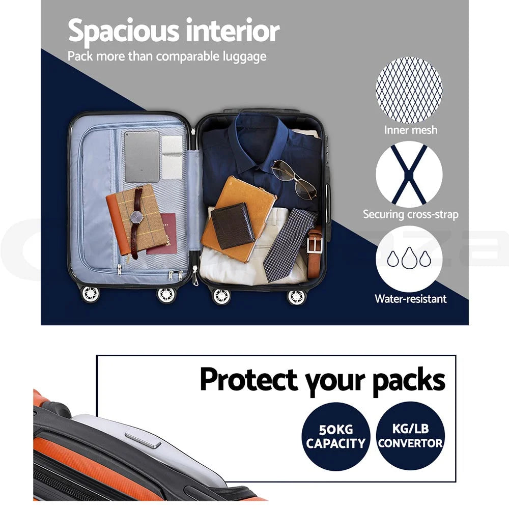 Luggage Travel Suitcase Set 3PC Trolley TSA Hard Case
