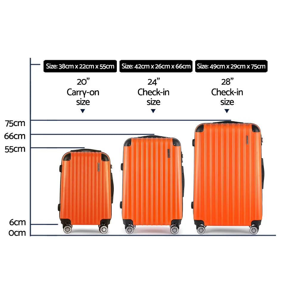 Luggage Travel Suitcase Set 3PC Trolley TSA Hard Case