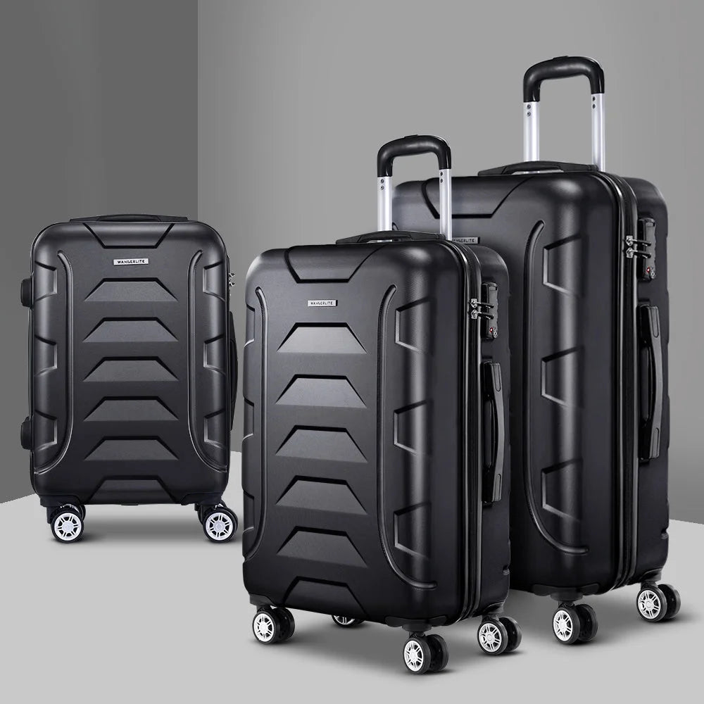 Black trolley with luggage travel suitcase tsa