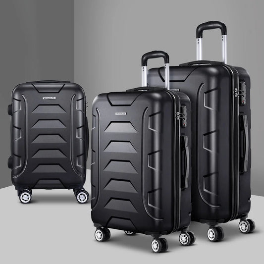 Black trolley with luggage travel suitcase tsa