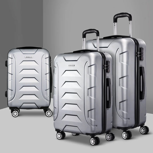 Luggage Travel Suitcase Set 3PC Trolley TSA Lock - Silver