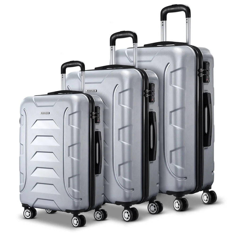 Silver storage trolley with shelves and rolling caster wheels