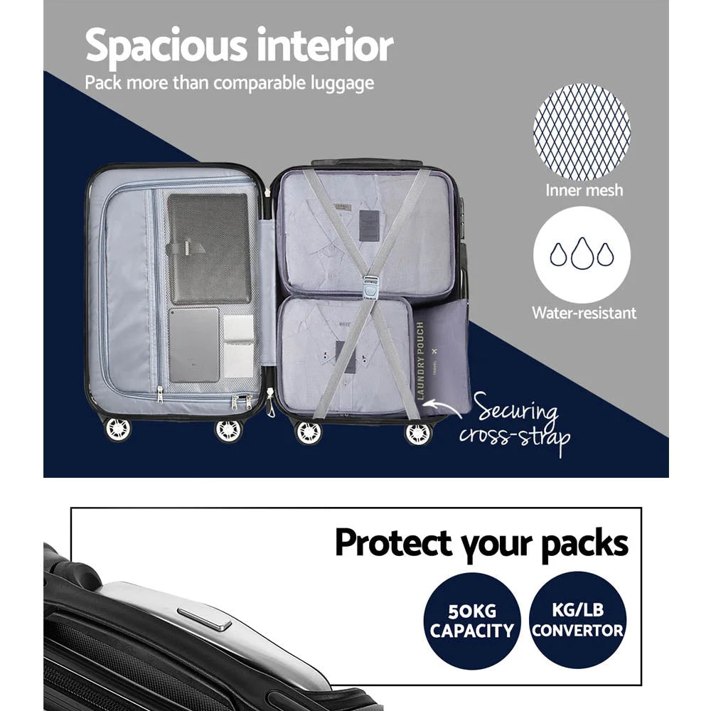 Luggage Travel Suitcase Set 3PCS Storage Organiser TSA Lock