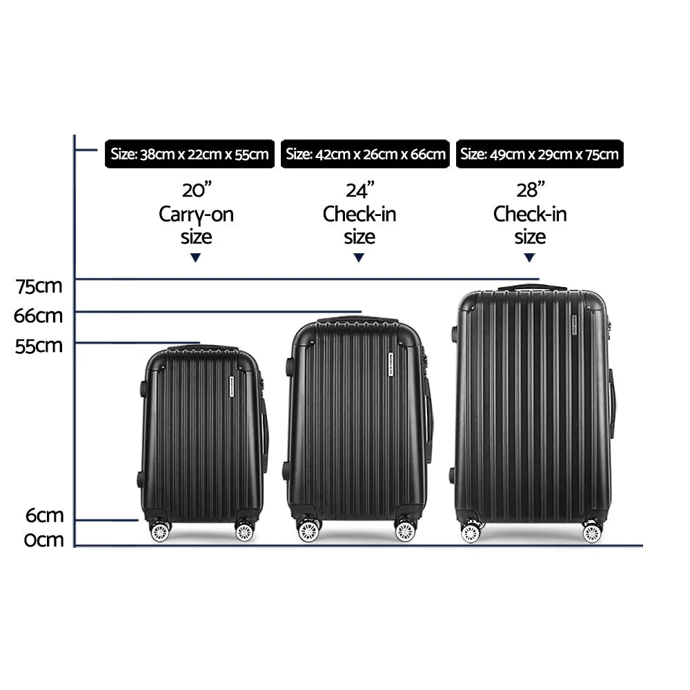 Luggage Travel Suitcase Set 3PCS Storage Organiser TSA Lock