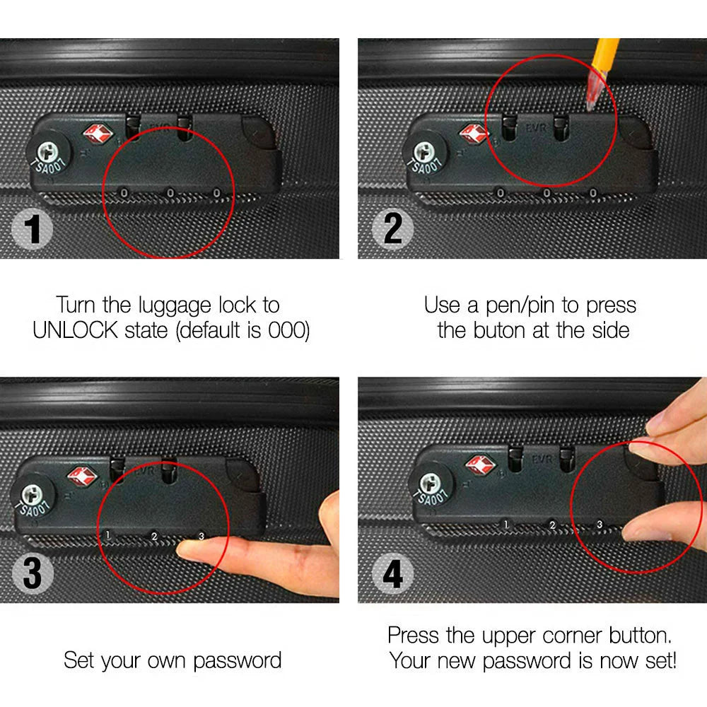 Luggage Travel Suitcase Set 3PCS Storage Organiser TSA Lock