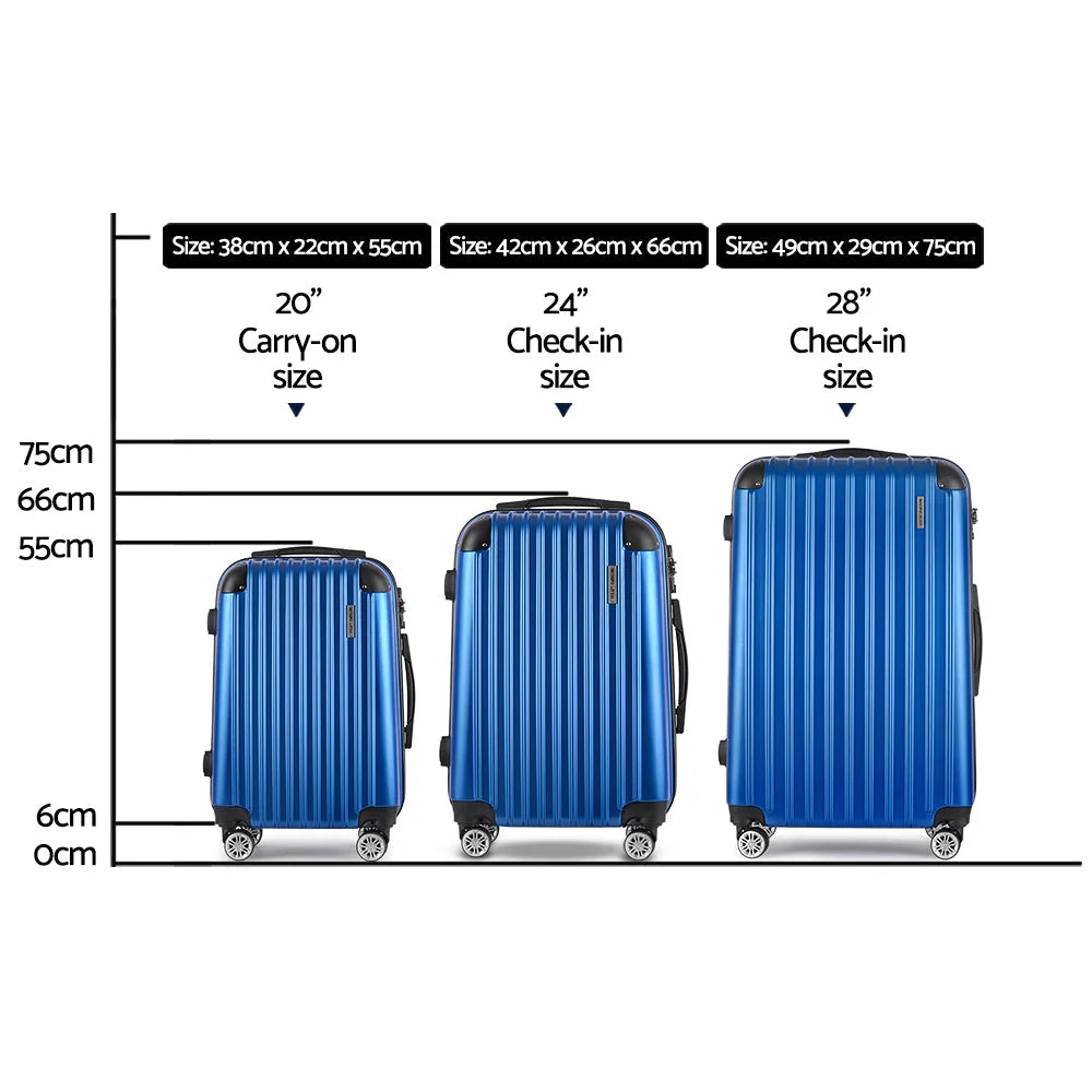 Luggage Travel Suitcase Set 3PCS Storage Organiser TSA Lock