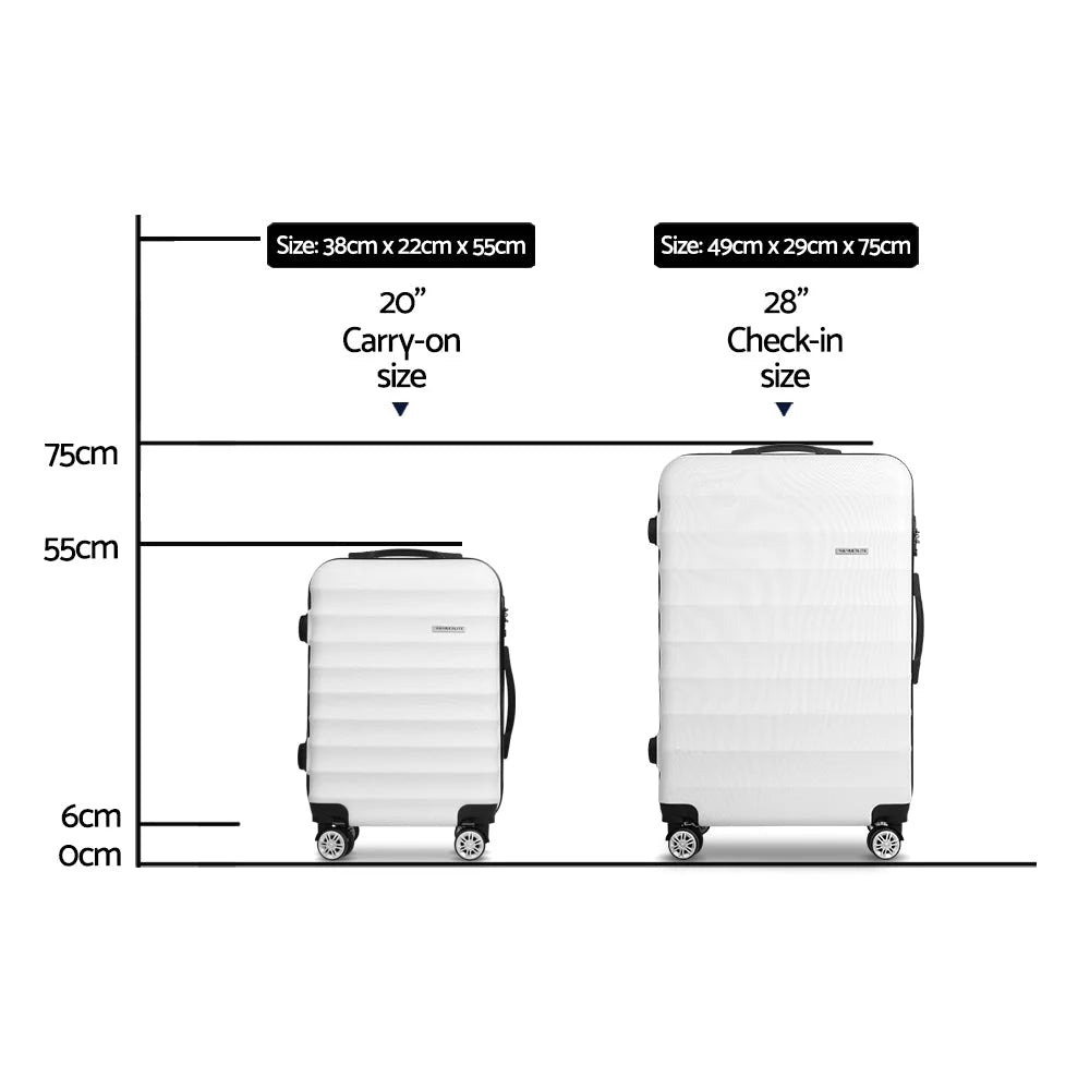 Luggage Trolley Set 2PC Travel Suitcase TSA Hard Case