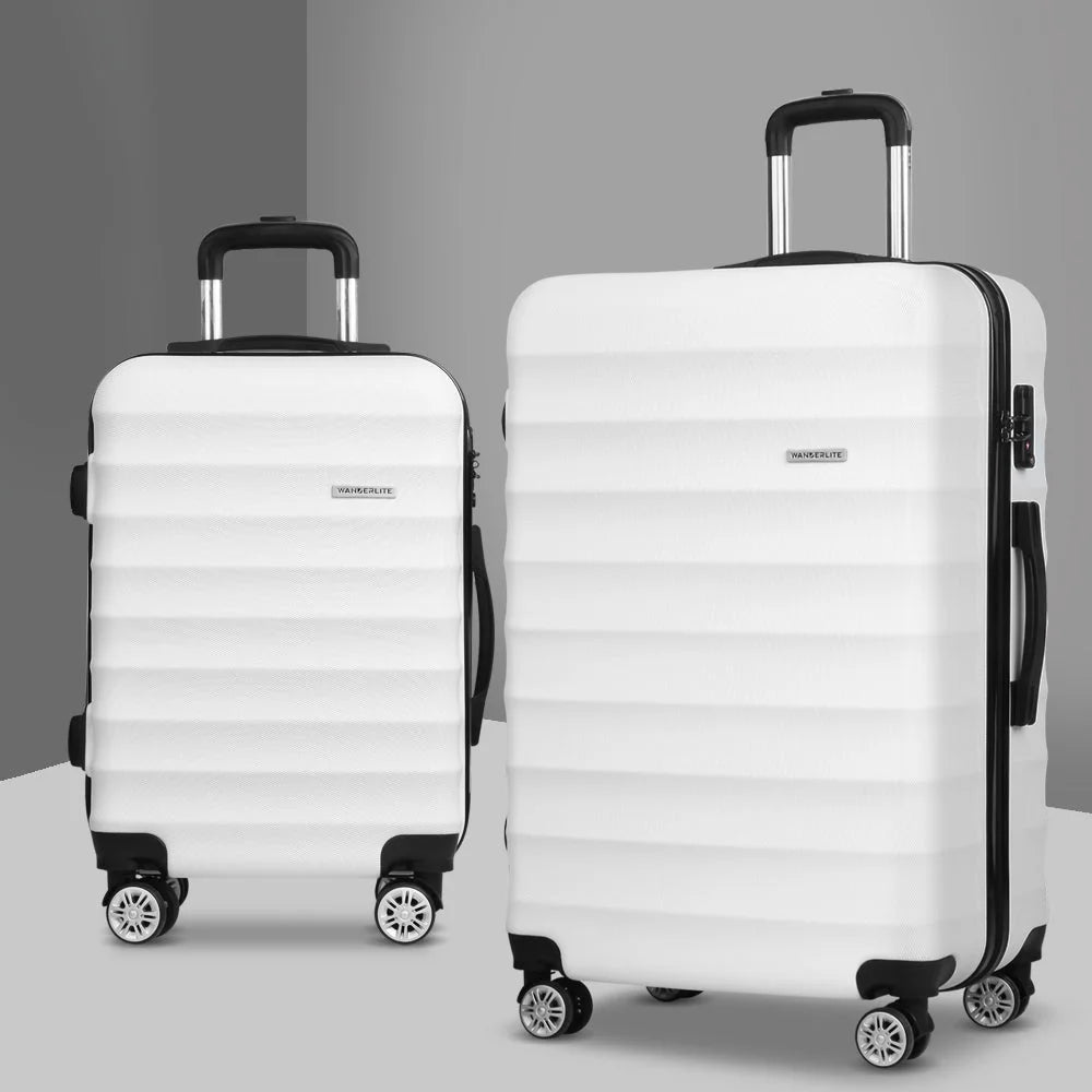 Luggage Trolley Set 2PC Travel Suitcase TSA Hard Case
