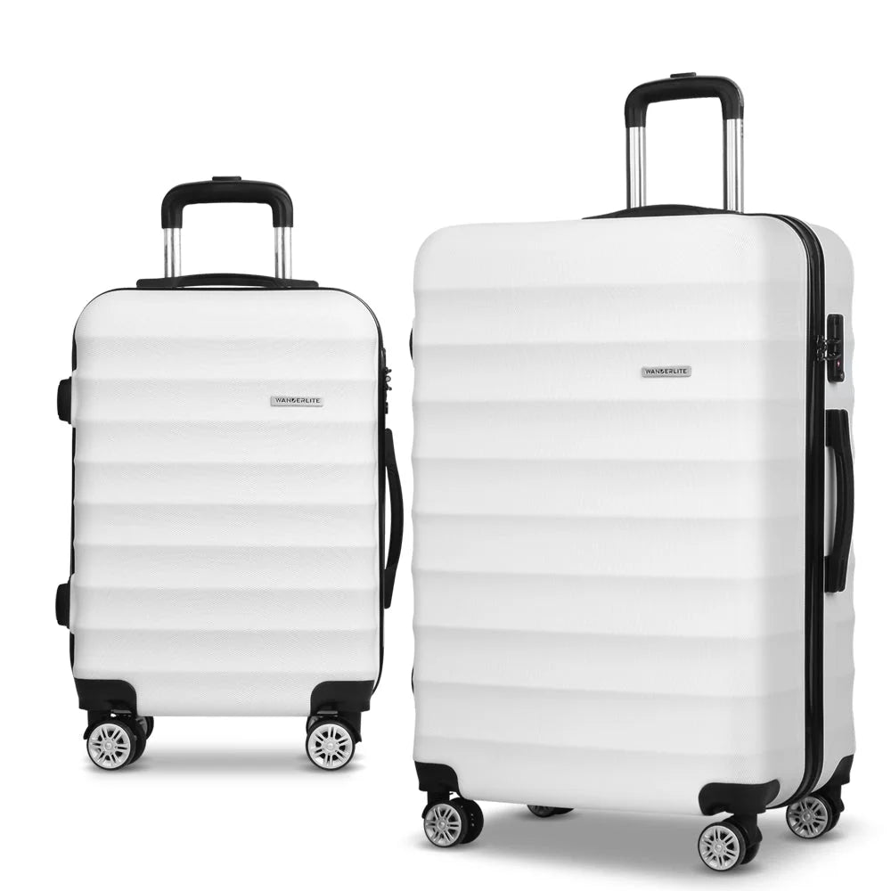 Luggage Trolley Set 2PC Travel Suitcase TSA Hard Case