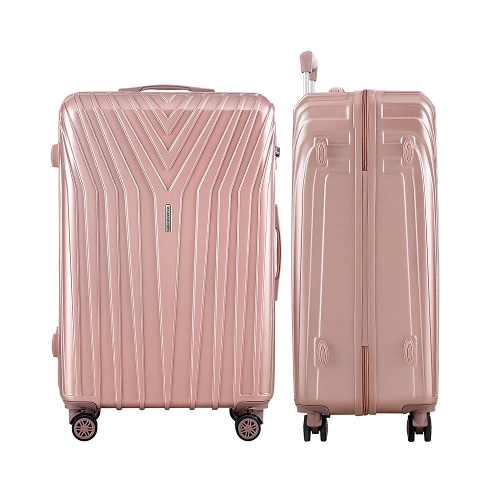 Luggage Trolley Set 3pc Suitcase Travel TSA Hard Case