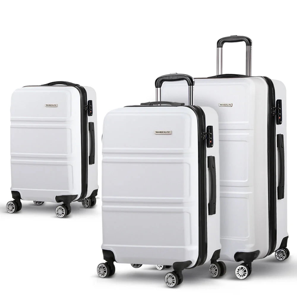 Luggage Trolley Set 3PC Suitcase Travel TSA Hard Case
