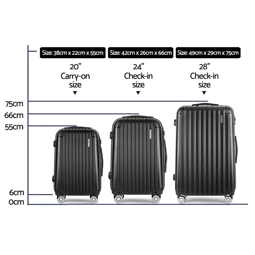 Black 3pc trolley with shelves and rolling wheels