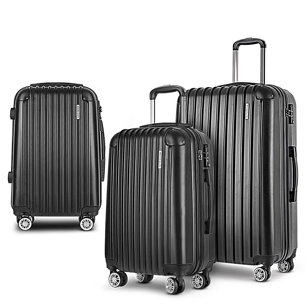 Luggage Trolley Set 3PC Travel Suitcase Hard Case Carry-On