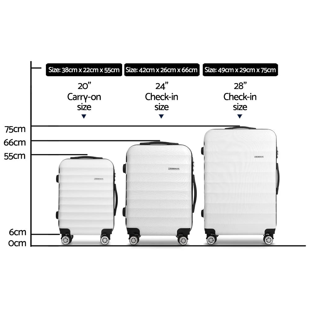 Luggage Trolley Set 3pcs Travel with Suitcase Hard Shell Case Tsa