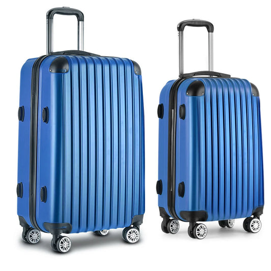 Luggage Trolley Suitcase Set 2PC Travel TSA Hard Case - Blue