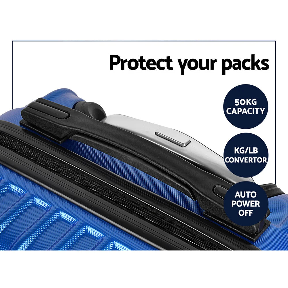 Luggage Trolley Suitcase Set 2PC Travel TSA Hard Case - Blue